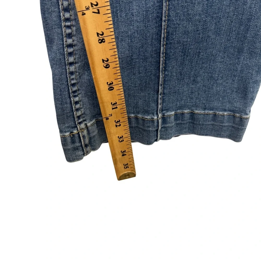 Free People Le Disco Flare Jeans Womens 26 Blue Bell Bottom Rainbow Pocket Retro